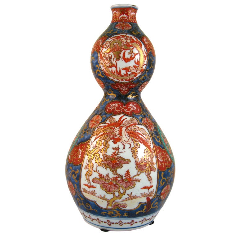 Striking 19th Century Imari Double Gourd Vase