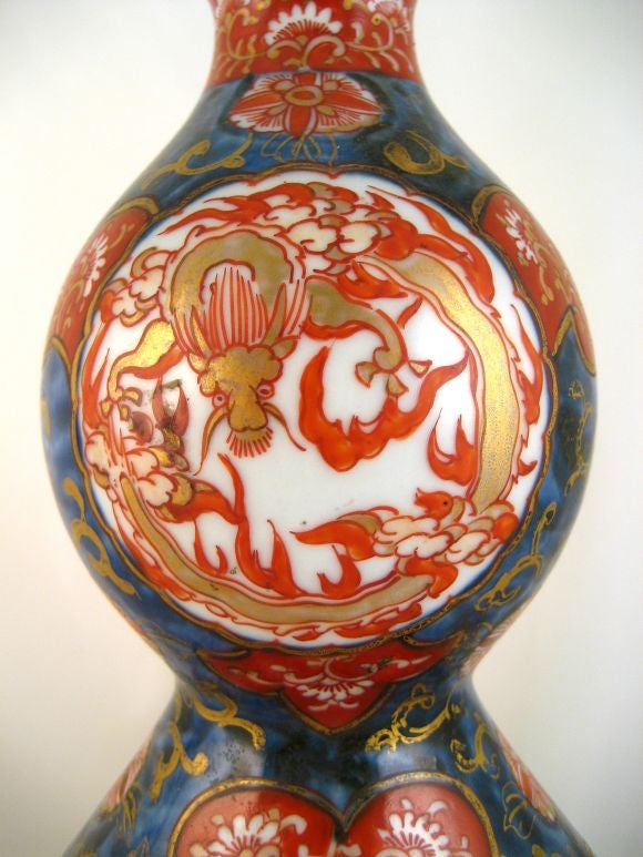 Gilt Striking 19th Century Imari Double Gourd Vase