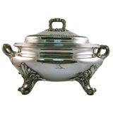 Antique Armorial Silver-Plated Covered Vegetable Dish, c. 1830