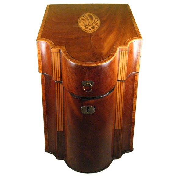 Mahogany Knife Box with Feather Marquetry, c. 1780 For Sale