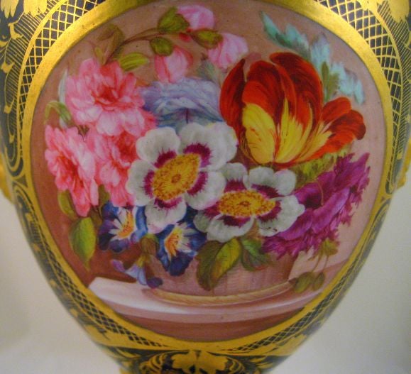 19th Century Derby Botanical Vase, style of Moses Webster c. 1820