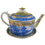 Miles Mason Blue & White Teapot, Cover, & Stand