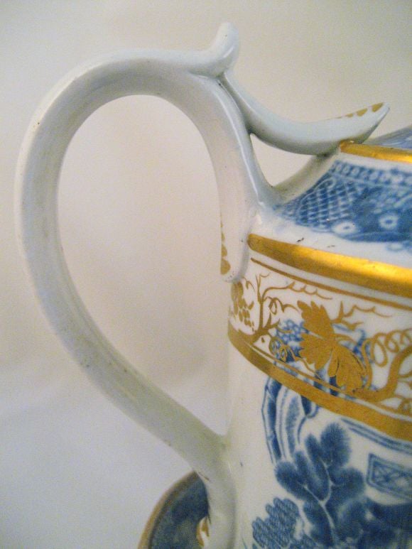 18th Century and Earlier Miles Mason Blue & White Teapot, Cover, & Stand