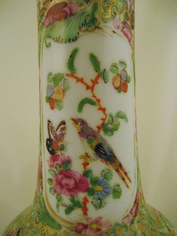 Rose Medallion Bottleneck Vase, c. 1850