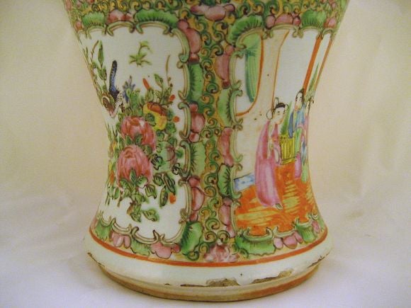 A large Chinese Export Vase, with rich painted and gilt decoration in the 
