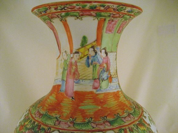 19th Century Large Chinese Rose Medallion Vase, c. 1870 For Sale