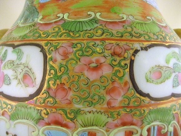 Enameled Chinese Export Rose Medallion Vase, c. 1860 For Sale