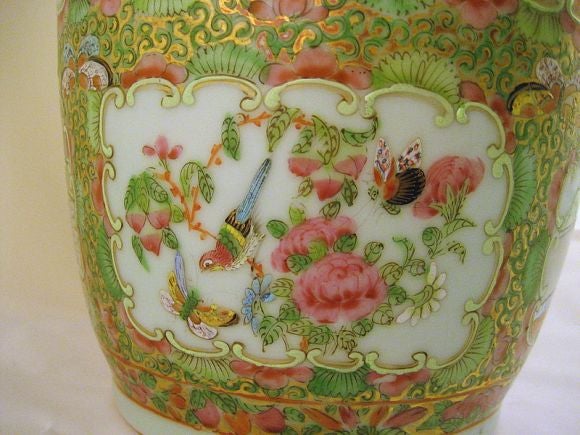 Porcelain Chinese Export Rose Medallion Vase, c. 1860 For Sale