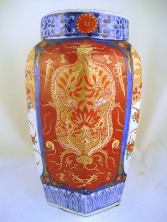 PAIR of Hexagonal Imari Vases, c. 1870