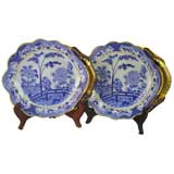 Antique PAIR of Davenport Stone China Shell Dishes, c. 1820