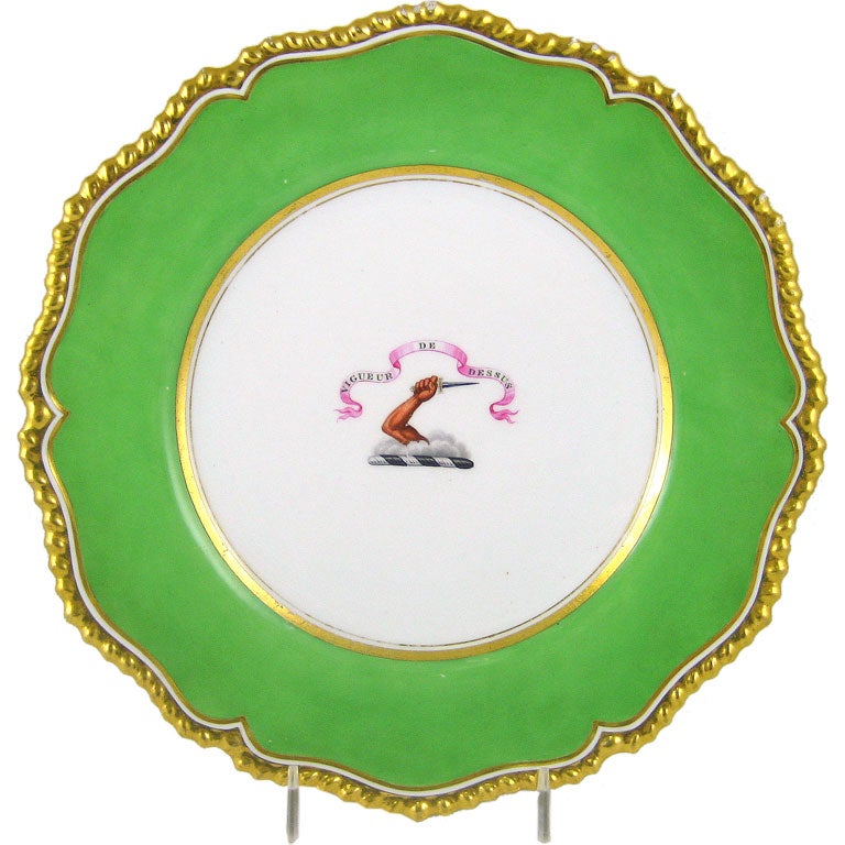 Worcester Crested Plate, for the House of O'Brien, c. 1813 For Sale