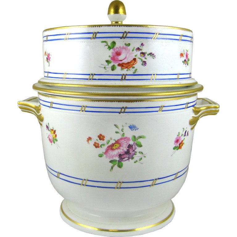 Bloor-Derby Porcelain Fruit Cooler, Liner, & Cover, c. 1825 For Sale
