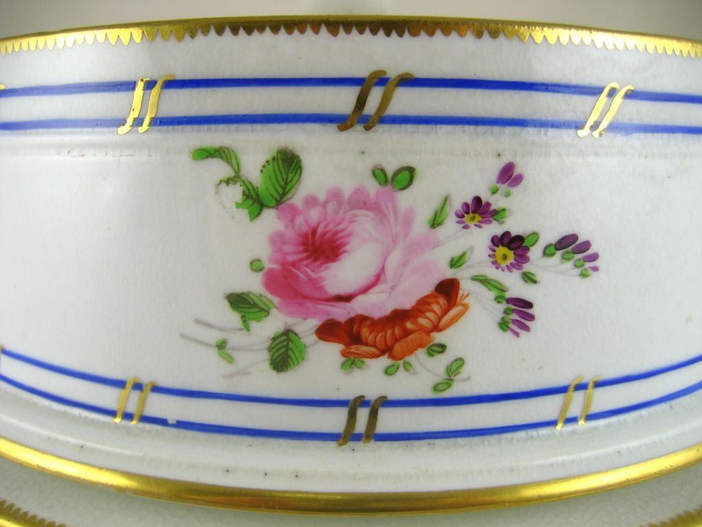 Enameled Bloor-Derby Porcelain Fruit Cooler, Liner, & Cover, c. 1825 For Sale