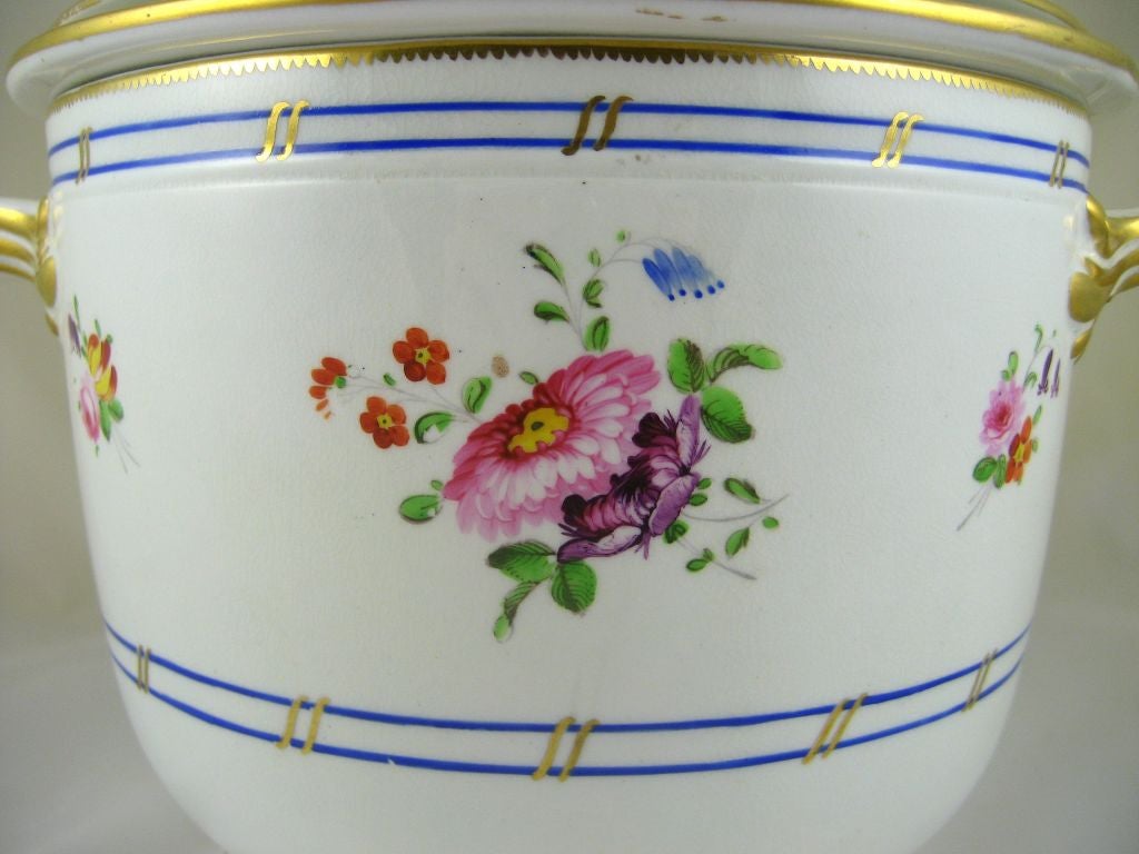 19th Century Bloor-Derby Porcelain Fruit Cooler, Liner, & Cover, c. 1825 For Sale