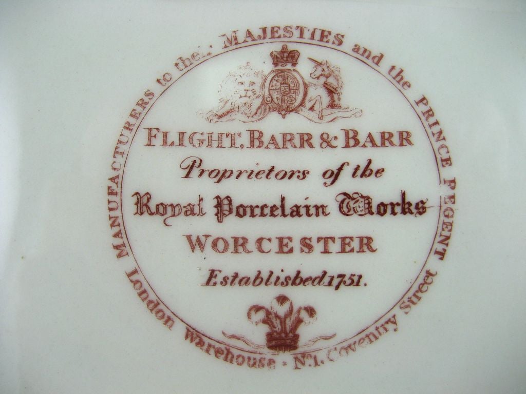 19th Century PAIR of Flight Barr & Barr Porcelain Luncheon Plates, c. 1820 For Sale
