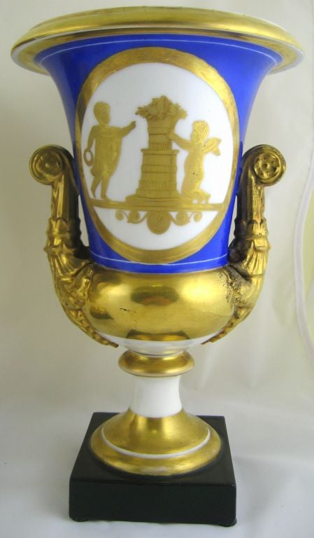 PAIR of Neoclassical Paris Porcelain Vases, c. 1820