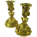 PAIR Rococo Gilt-Bronze Candlesticks, c. 1880