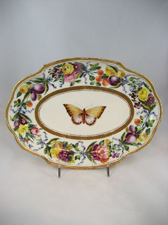 Paris Porcelain Rue de Courtille "Butterfly" Lozenge Dish