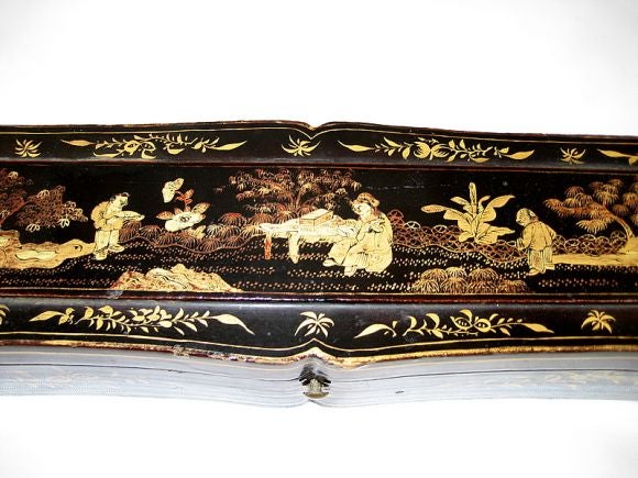 Chinese Intricate and Rare Lacquered Chinoiserie Recorder Case