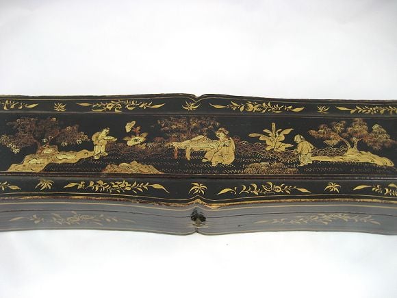 19th Century Intricate and Rare Lacquered Chinoiserie Recorder Case