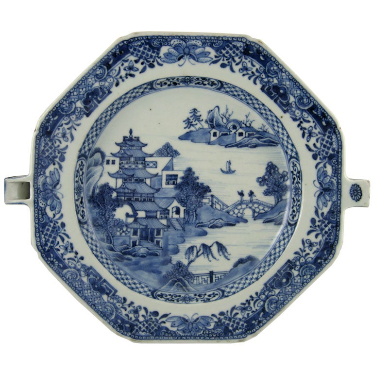 Chinese Blue & White Porcelain Hot Water Dish, c. 1780