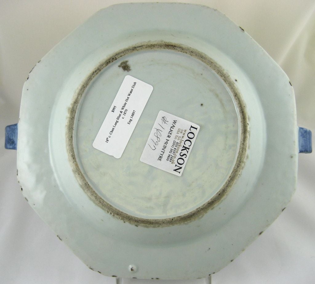 Chinese Blue & White Porcelain Hot Water Dish, c. 1780 1