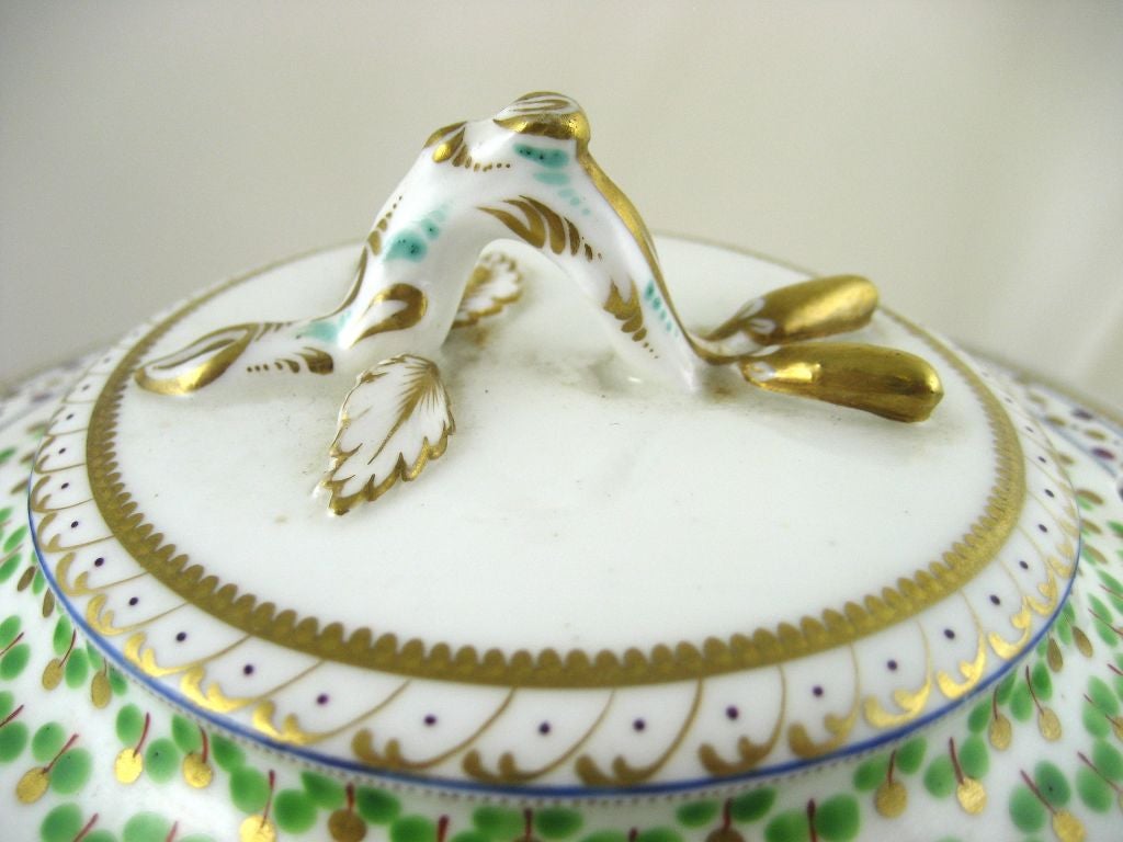 Enameled Ridgway Dessert Tureen, Cover, & Stand, c. 1808-1815 For Sale
