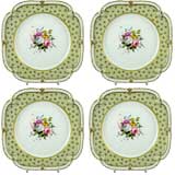 Antique SET of 4 Chamberlain's Worcester Porcelain Plates, c. 1820