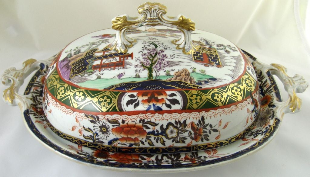 A beautiful PAIR of Ironstone Covered Vegetable dishes by Mason's 