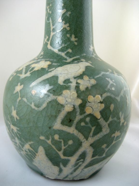 Chinese Celadon Bottleneck Vase, c. 1860