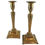 Antique Pair of Georgian Brass Candlesticks, c. 1795