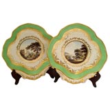 PAIR Stunning Derby Shells with Landscape Scenes, c. 1805