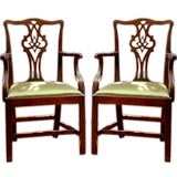 Pair of English Chippendale Arm Chairs, Circa 1780-1790
