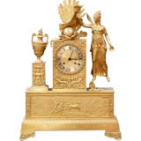 French Gilt Bronze Clock of Aurora, Late 18th or Early 19th C.