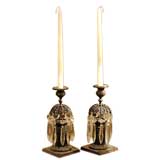 A Pair of English Bronze Regency Candlesticks