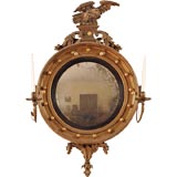 Antique Regency Girondole Labeled Mirror with Candelabra and Eagle