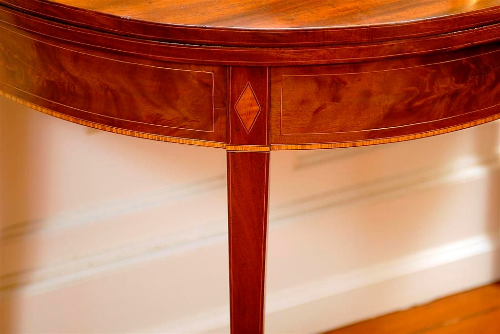 Southern Demi-Lune Inlaid Federal Card Table, Circa 1800