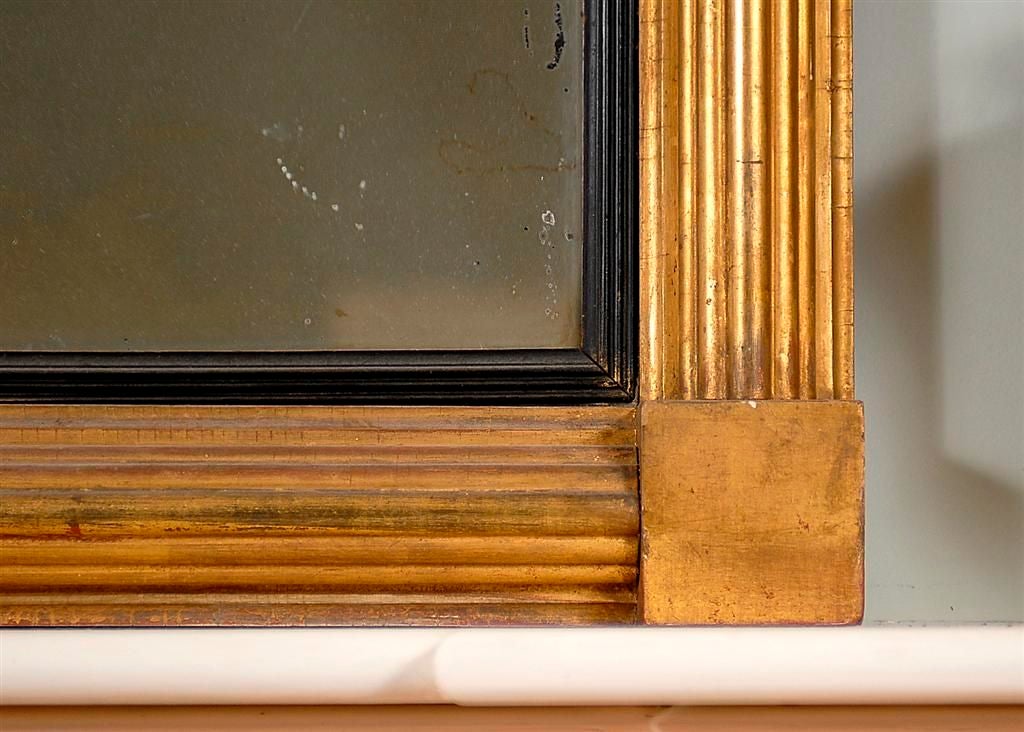 19th Century Classical Gilt Mirror with Black Banding
