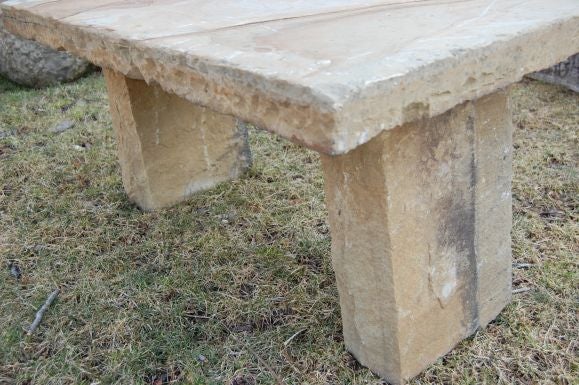 Sandstone garden bench In Good Condition For Sale In Bridgehampton, NY