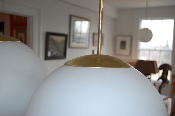 60's Frosted Glass Ball Pendants