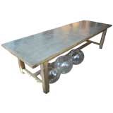 French Industrial tin top table