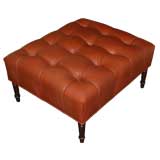 Antique Turn-of-the-Century Leather Ottoman