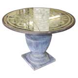 Mirror topped table with zinc base