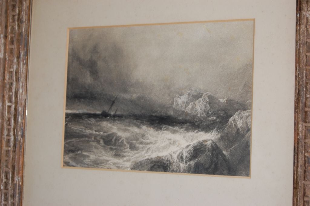 J.M.W. Turner  "ship in rough seas" Charcoal Drawing