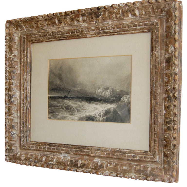 J.M.W. Turner  "ship in rough seas" Charcoal Drawing For Sale