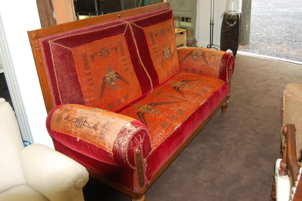 A true period piece in its original silk mohair velvet.<br />
This loveseat is so comfortable its surprising, comming from those straight laced Victorians.