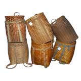 Set of six vintage pack baskets