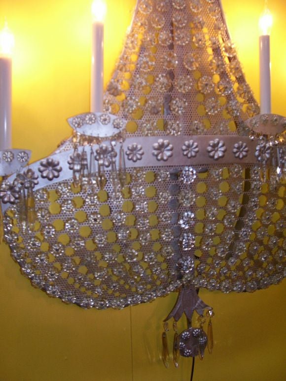 Unknown DRAMATIC CRYSTAL WALL SCONCES For Sale
