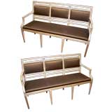 A Pair of Neoclassic Parcel-gilt Cream-painted Settees