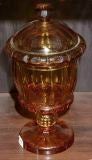 A Single ofAmber Glass Covered Urns